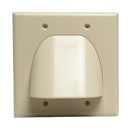 Quest Technology International Bulk Cable Wall Plate - Almond, Dual-Gang VHT-8202